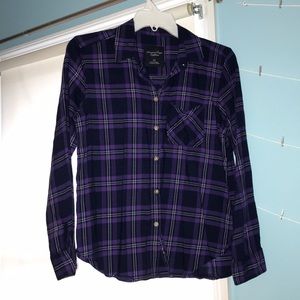 American Eagle Purple Plaid Flannel